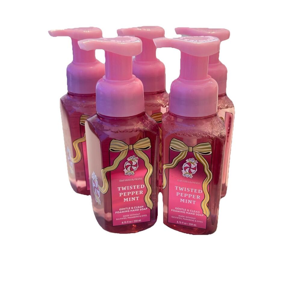 5 X Bath & Body Works Twisted Peppermint Gentle Foaming Hand Soap 8.75 fl oz
